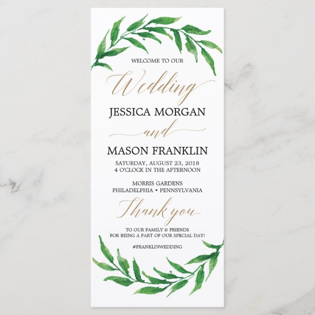 Programme de mariage verdoyant - Programme de céré (Devant)