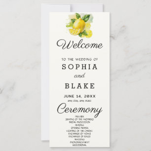 Programme de mariage vert citron pays blanc crème