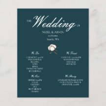 Programme de mariage vert en coton moderne et clas