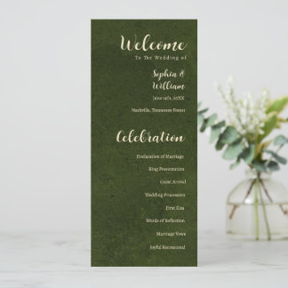 Programme de mariage vert olive, cérémonie de mari