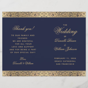 Programme de mariage Vintage avec Rose d'or bleu m