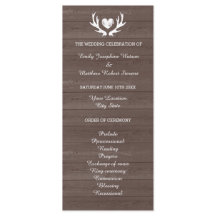 programme de mariage vintage de cerfs de bois