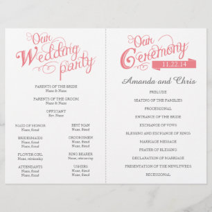 Programme de mariage vintage d'histoire d'amour du