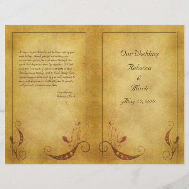 Programme de mariage vintage personnalisable (Devant)