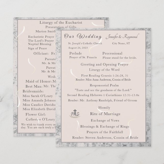 Programme de masse nuptiale de marbre gris et de p (Devant / Derrière)