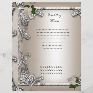 Programme de Menu de Mariage Crème Rose Blanc