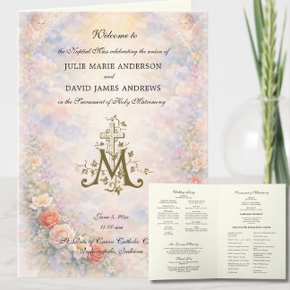 Programme de messe de mariage catholique aux roses