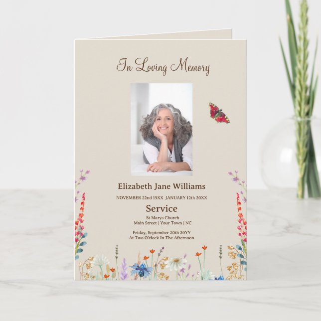 Programme de photos sur l'ordre de service funérai (Devant)