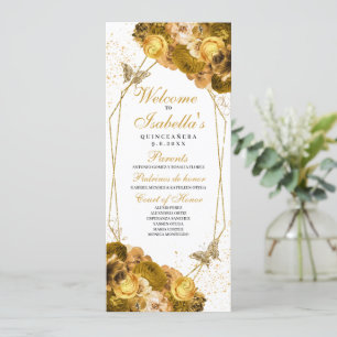 Programme de Quinceanera Floral Or