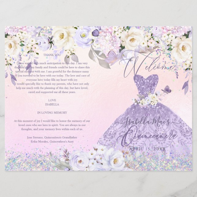 Programme de Quinceanera Robe H2 lilas poussiéreux (Devant)