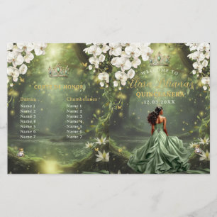 Programme de Quinceanera vert sauge Princesse et G