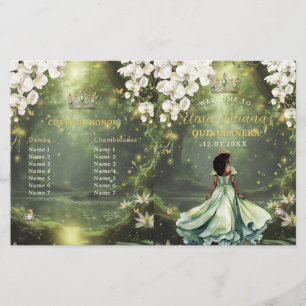 Programme de Quinceanera vert sauge Princesse et G