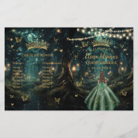 Programme de Quinceanera verte émeraude de la forê