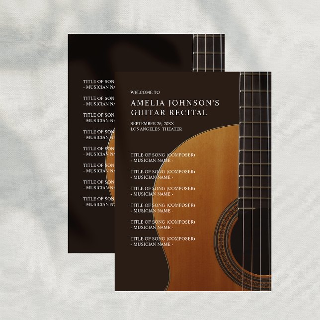 Programme de Récital de Concert de Musique Classiq (Guitar Classical Music Concert Recital Program)