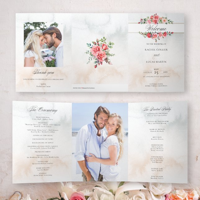 Programme de roses et calligraphie rose aquarelle (Créateur téléchargé)