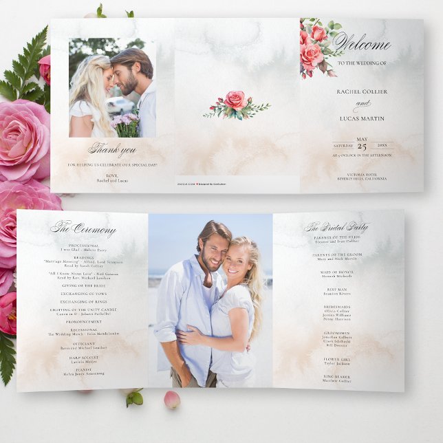 Programme de roses et calligraphie rose aquarelle (Créateur téléchargé)