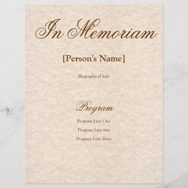 Programme de service commémoratif avec texte perso (Devant)