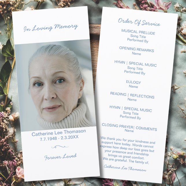Programme de service funéraire simple photo à plat (Simple Photo Funeral Order Of Service Flat Program
)