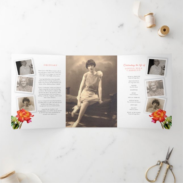 Programme de services funéraires rose rayé jaune r (Intérieur)