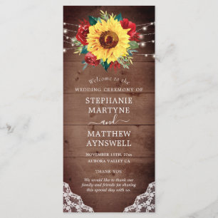 Programme Dentelle de tournesol rustique Mariage de automne