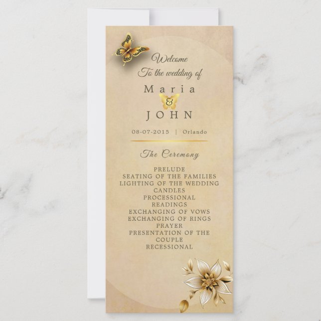 Programme des papillons d'or (Devant)