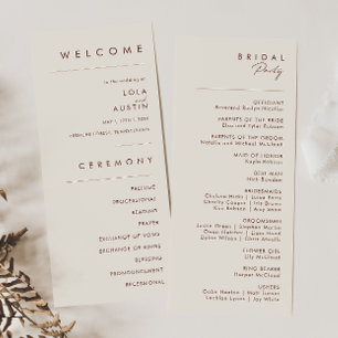 Programme Désert simple   Natural White Wedding Program