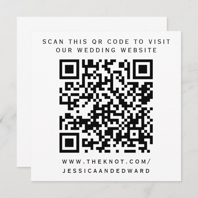 Programme Détails du mariage Qr Code Simple Noir Minimal Chi (Devant / Derrière)