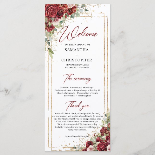 Programme d'eucalyptus des roses rouges profondes (Devant)