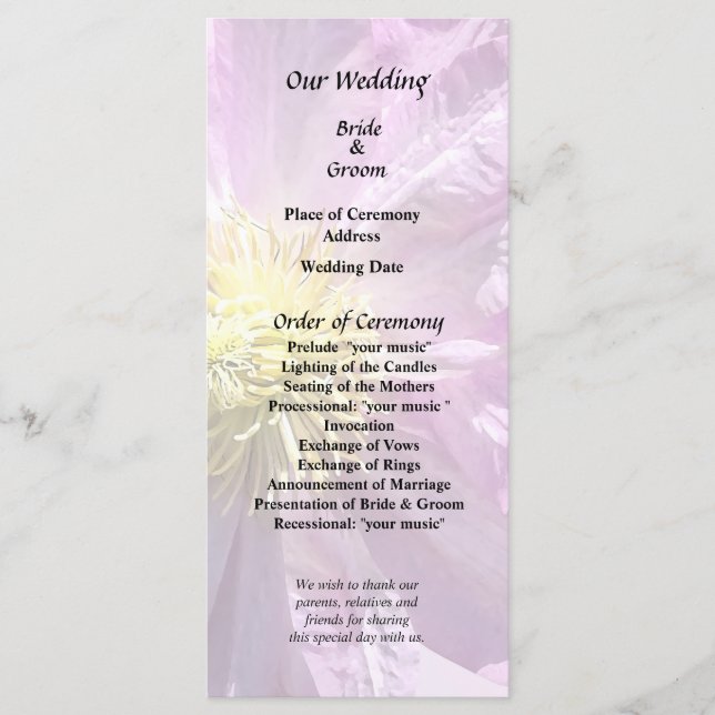 Programme Deux clématites roses (Devant)