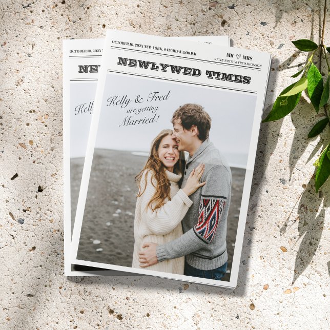 Programme d'infographie Mariage de journal plié (Newspaper Wedding Program Infographic Folded)