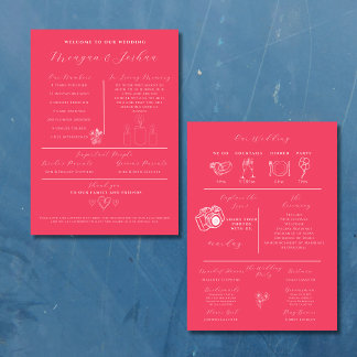 Programme d'infographie Mariage moderne rose chaud