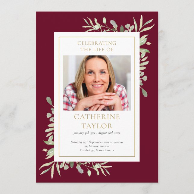 Programme d'Ordre de service commémoratif des funé (Devant)