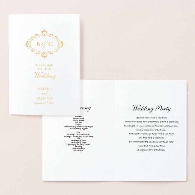 Programme d'ordre de service du Mariage Real Gold  (Affichage)