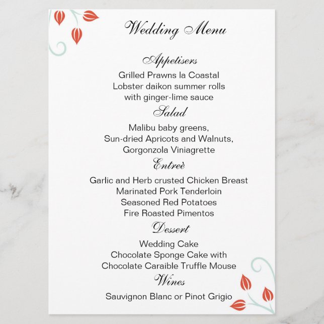 Programme Double Côté -Menu /Programme de Cérémonie Mariage (Devant)