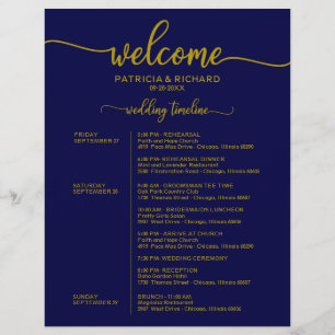 Programme du week-end de mariage Chronologie Or Bl