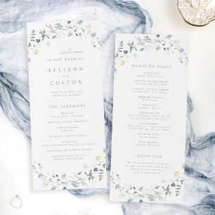 Programme Dusty Blue Fleur sauvage Rustic Boho Wedding Progr