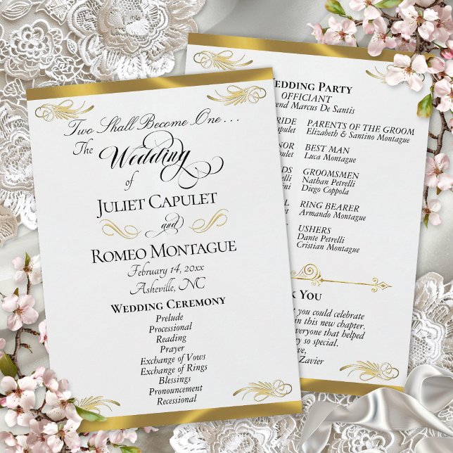 Programme Écriture élégante - Mariage perle blanche/or (Créateur téléchargé)