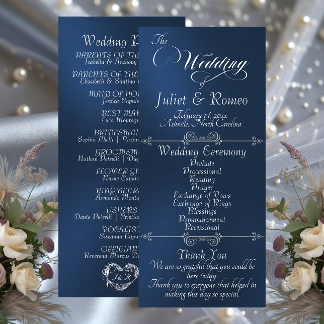 Programme Écriture Élégante & Monogramme - Mariage Bleu (Créateur téléchargé)