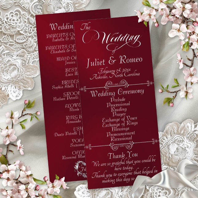 Programme Écriture Élégante & Monogramme - Mariage Bordeaux (Créateur téléchargé)