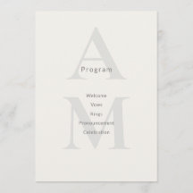 Editorial Initial Minimal Wedding Program Card