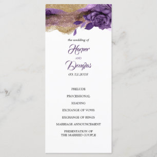 Programme Éggplant Purple et Gold Parties scintillant Progra