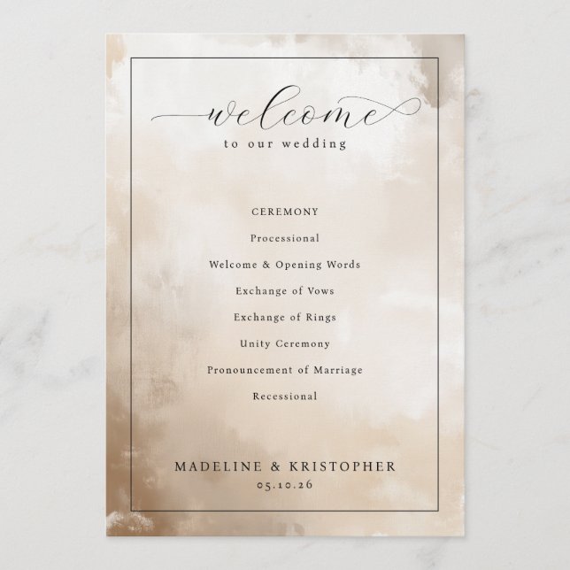 Programme Elegant Beige Wedding Ceremony Program (Devant)