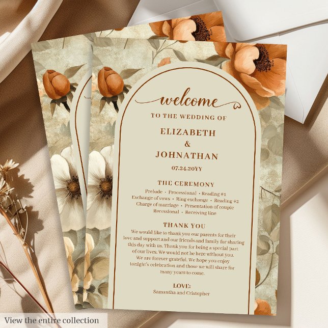Programme Élégant Boho Terracotta Ivoire Sage Floral Mariage (Elegant Boho Terracotta Ivory Sage Floral Wedding Program

)