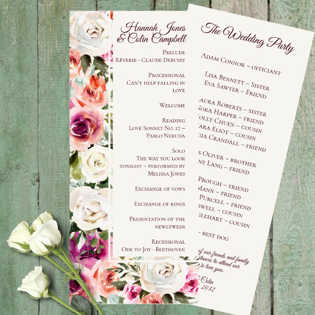 Programme Elégant Cadre Floral Rose Blush Purple Peach Blanc (Créateur téléchargé)