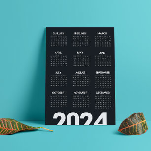 Programme Élégant Calendrier 2024 Moderne noir et blanc