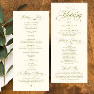 Programme Élégant Classe Or Jaune Crème Écriture Mariage