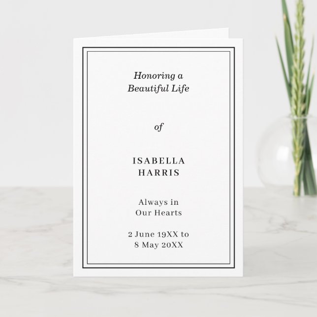 Programme Elegant Classic Funeral Service Design (Devant)