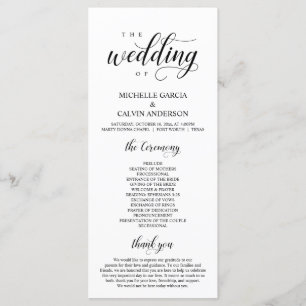 Programme Elegant Classy, Noir script, Mariage Ceremony Pro