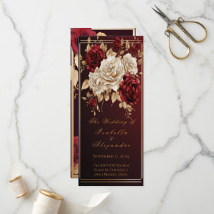 Programme Élégant Crimson rouge et Mariage or