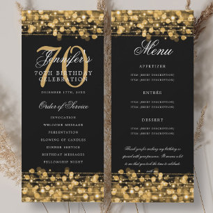 Programme élégant de 70e anniversaire Menu Or+Merc